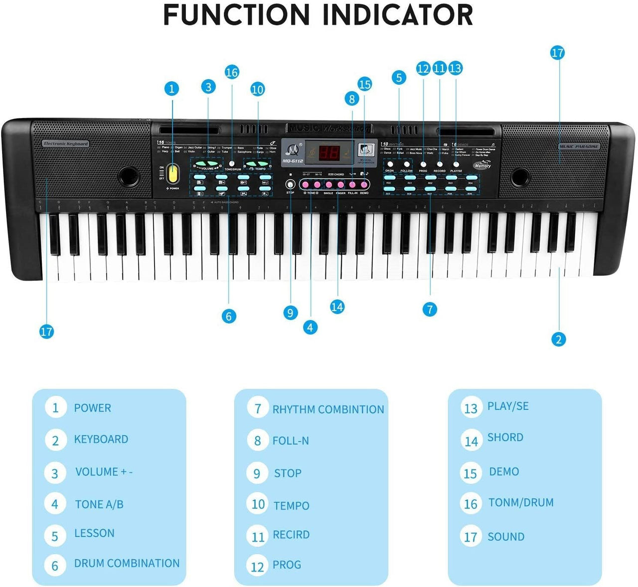 Electronic Keyboard Piano Piano 61-Keys MQ 6112