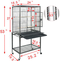 Thumbnail for Bird Cage Parrot Aviary Perch Carrier on Wheels