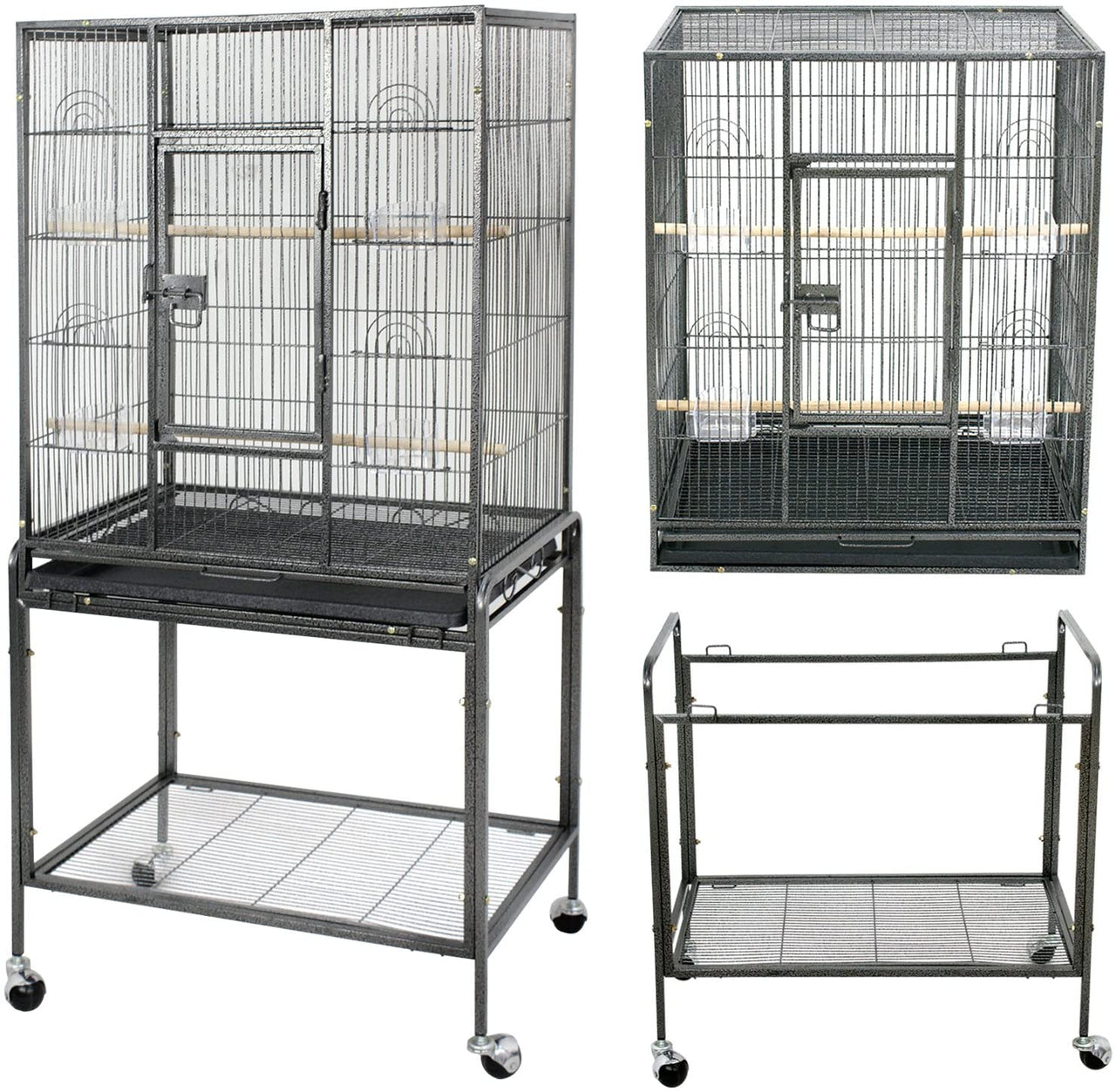 Bird Cage Parrot Aviary Perch Carrier on Wheels