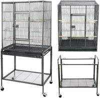 Thumbnail for Bird Cage Parrot Aviary Perch Carrier on Wheels