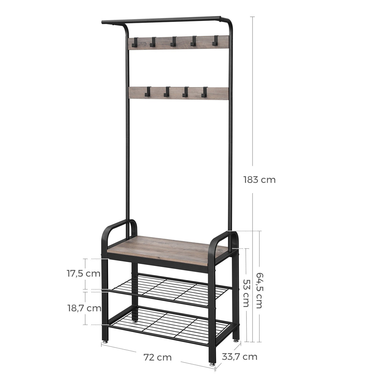 VASAGLE Coat Rack Clothes Rack Stand - Homyspire