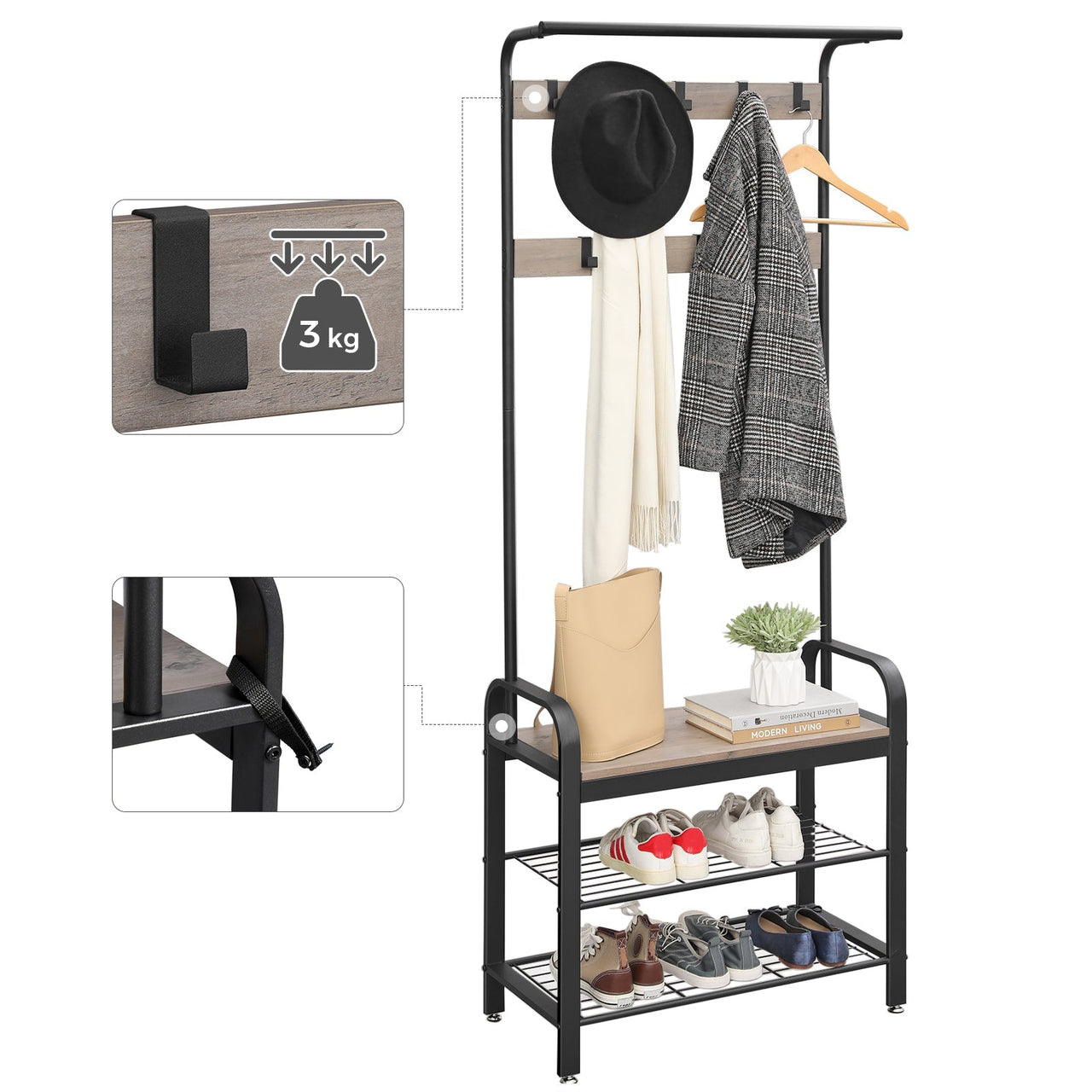 VASAGLE Coat Rack Clothes Rack Stand - Homyspire