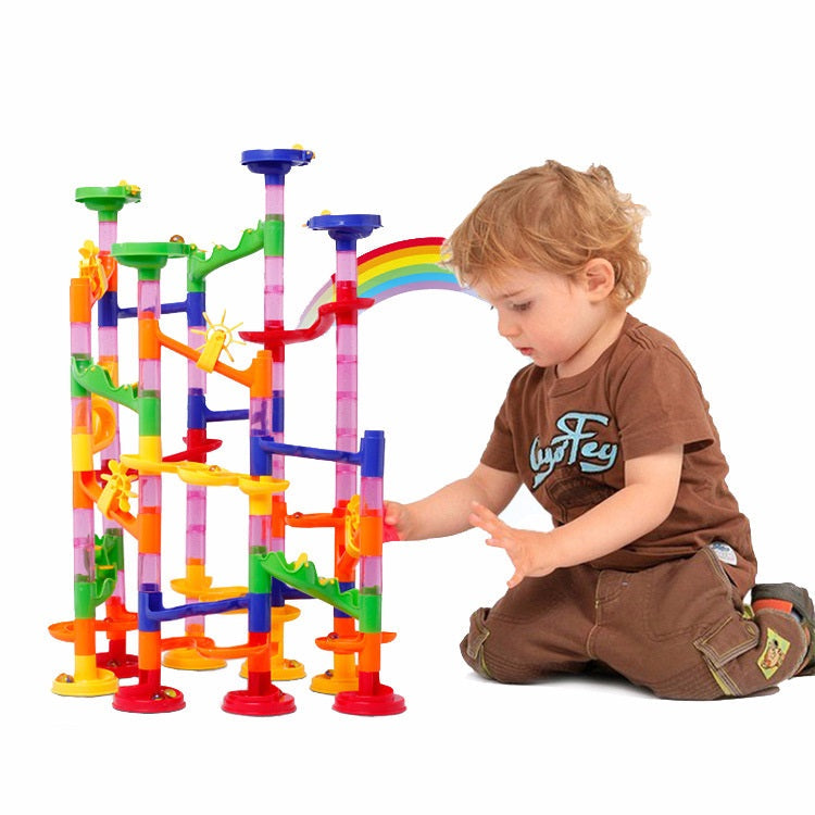 DIY Marbles Run Roll 105Pcs Kids Marbles Race Track, Construction Building Blocks Toys Marble Run for Kids,Marbles Toy