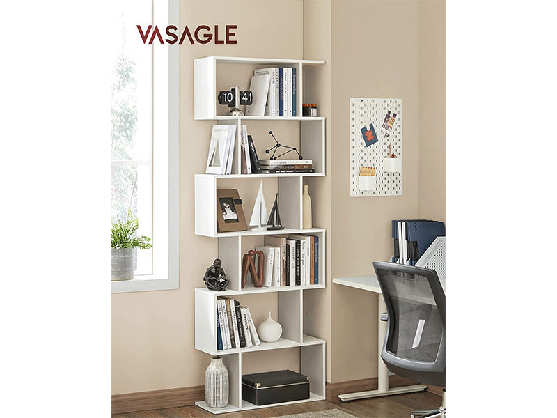 White Wooden Bookcase by VASAGLE - Elegant Shelf for Books - Homyspire