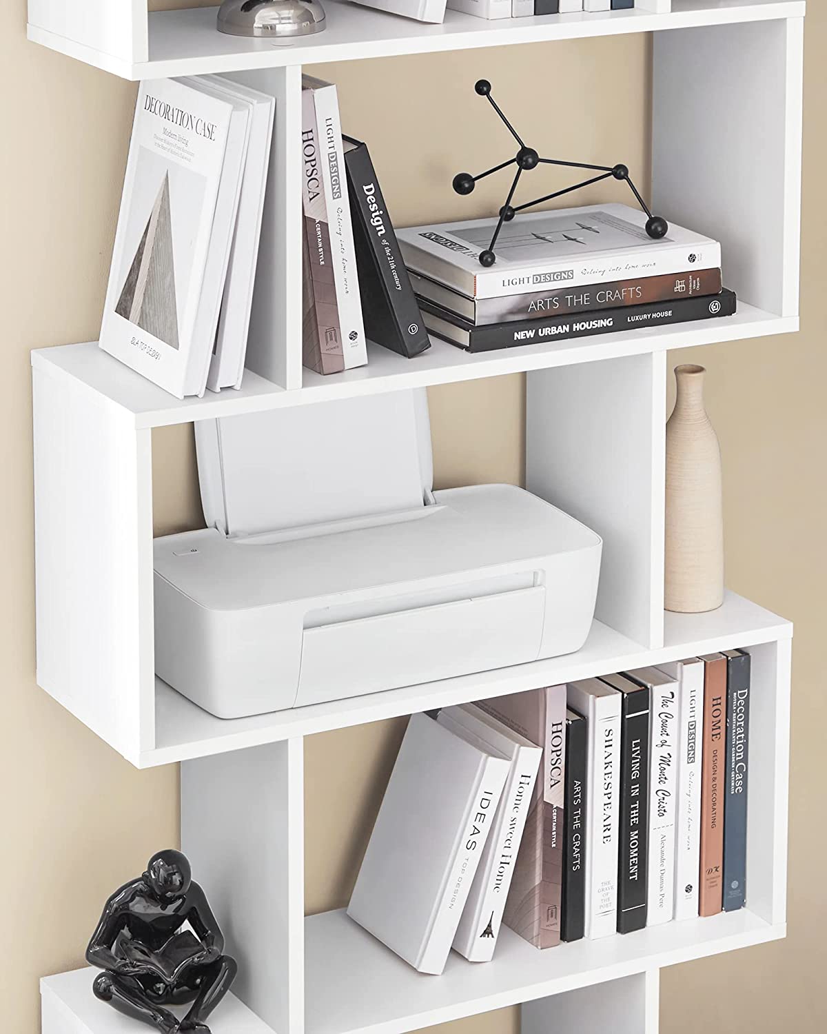 White Wooden Bookcase by VASAGLE - Elegant Shelf for Books - Homyspire