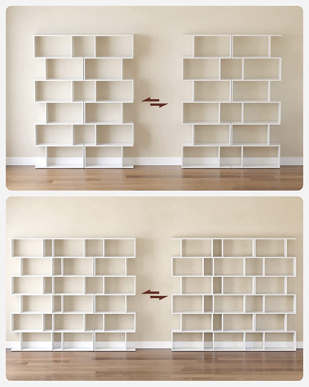 White Wooden Bookcase by VASAGLE - Elegant Shelf for Books - Homyspire