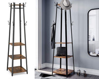 Thumbnail for Industrial Coat Rack/Stand with Hooks | VASAGLE 3-Shelf - Homyspire