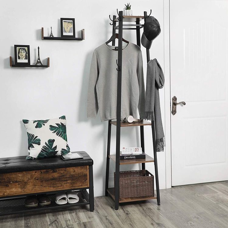 Industrial Coat Rack/Stand with Hooks | VASAGLE 3-Shelf - Homyspire