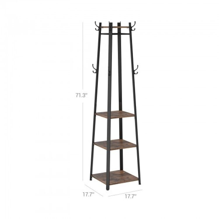 Industrial Coat Rack/Stand with Hooks | VASAGLE 3-Shelf - Homyspire