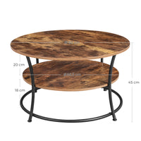 Thumbnail for VASAGLE Coffee Table, Round Cocktail Table with Shelf, Tea Table, Easy Assembly, Metal, Industrial Design, Rustic Brown LCT80BX