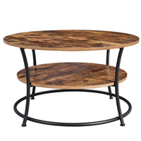 Thumbnail for VASAGLE Coffee Table, Round Cocktail Table with Shelf, Tea Table, Easy Assembly, Metal, Industrial Design, Rustic Brown LCT80BX