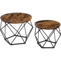 Thumbnail for Vasagle Steel Frame Coffee Tables 2-Piecese Set, Rustic Brown/Black