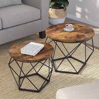 Thumbnail for Vasagle Steel Frame Coffee Tables 2-Piecese Set, Rustic Brown/Black