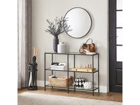 Thumbnail for VASAGLE Black Frame Glass Console Table with Shelves - Homyspire