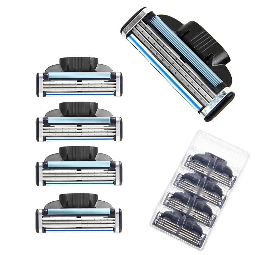 Razor Blades, 4pcs Mach 3 Blades for Men, Mens Blade Refills Men with Dual Lubrication