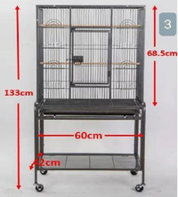 Thumbnail for Bird Cage Parrot Aviary Perch Carrier on Wheels