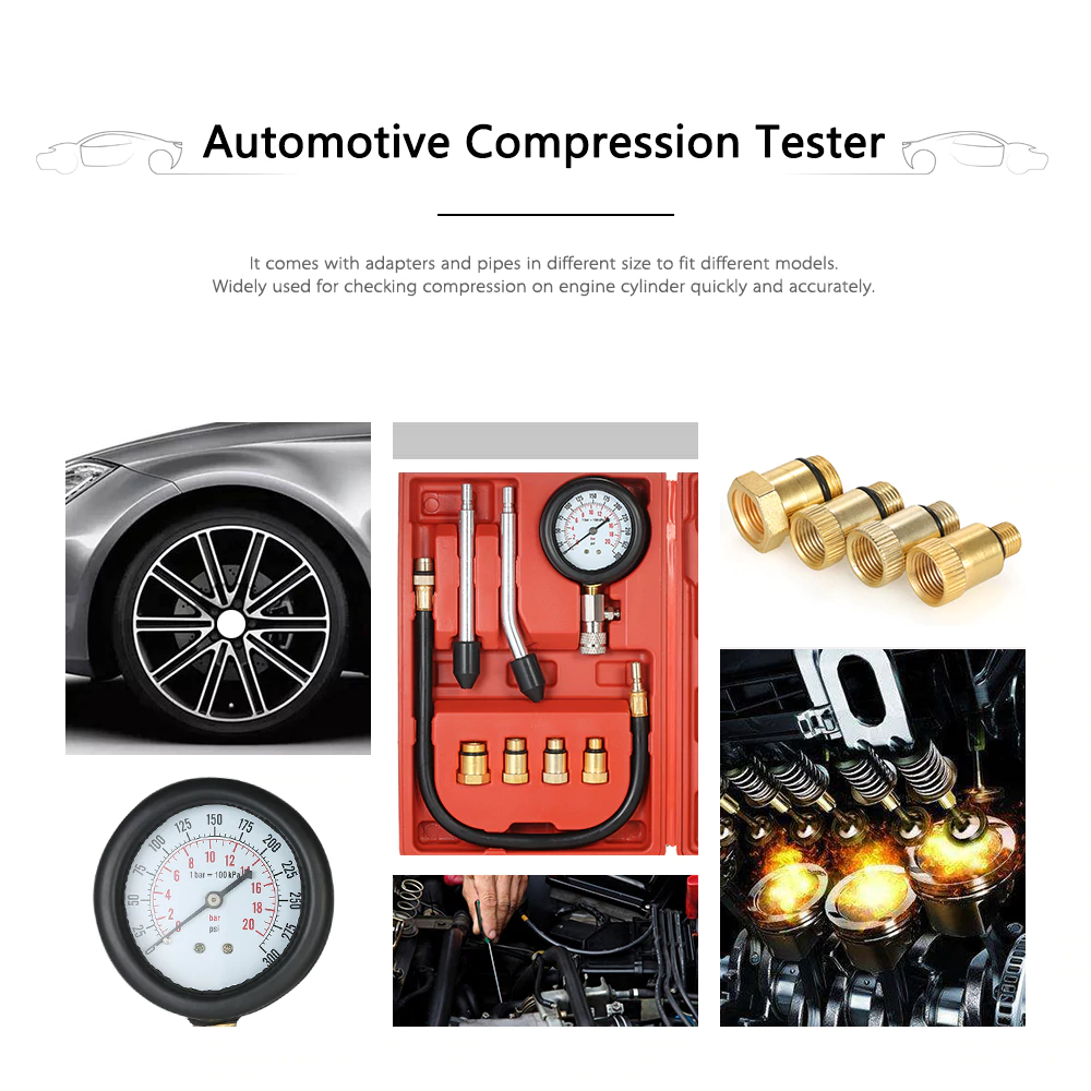 300psi Gasoline Engine Compression Tester Auto Petrol Gas Engine Cylinder Tester